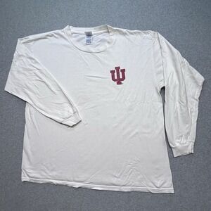 Vintage Y2K Indiana Hoosiers Long Sleeve White TShirt Size‎ XL Distressed